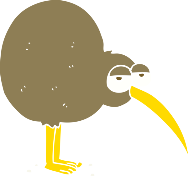 Bir insan tarafından çizilmiş kivinin düz renk çizimi