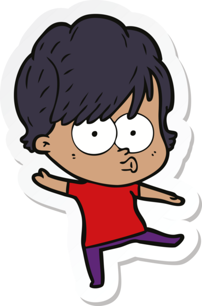 Bir insan tarafından çizilmiş bir karikatür kadının çıkartması.