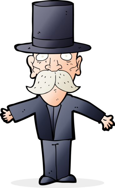 Bir insan tarafından çizilmiş silindir şapkalı bir adam.