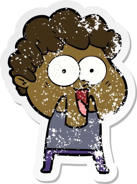 Bir insan tarafından çizilmiş mutlu bir adamın sıkıntılı çıkartması.