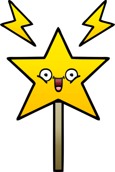 Bir insan tarafından çizilmiş sihirli değneğin gölgeli çizgi filmi.