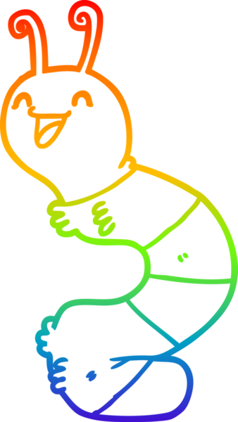 Bir insan tarafından çizilmiş mutlu bir tırtılın çizimi.