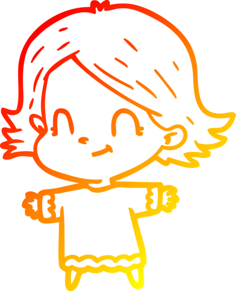 Bir insan tarafından çizilmiş, karikatür dostu bir kız çizimi.