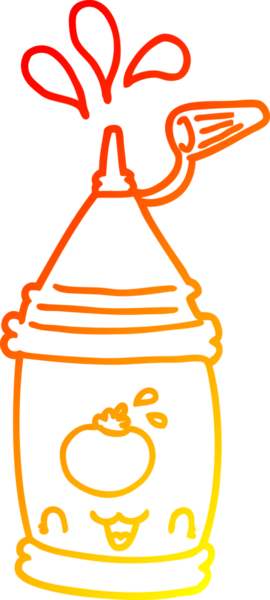 Bir insan tarafından çizilmiş ketçap şişesinin sıcak gradyan çizgisi