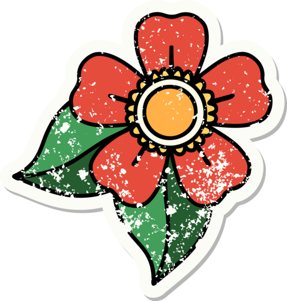 Bir insan tarafından çizilmiş geleneksel bir çiçek stili dövmesi.