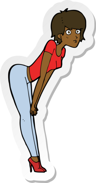 Bir insan tarafından çizilmiş bir şeye bakan bir karikatür kadının çıkartması.