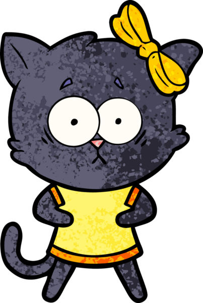 Bir insan tarafından çizilmiş çizgi film kedisi.