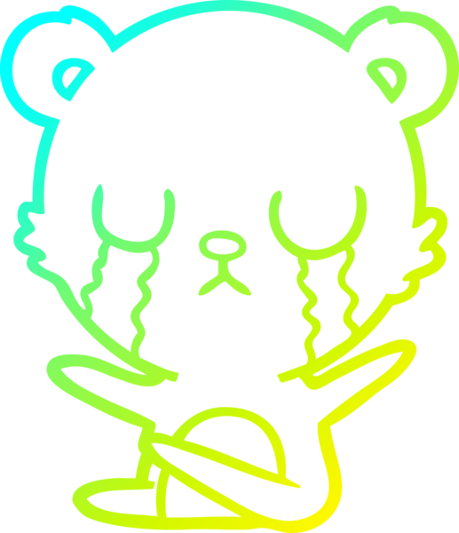 Bir insan tarafından çizilmiş ağlayan çizgi film ayısının soğuk gradyan çizgisi.