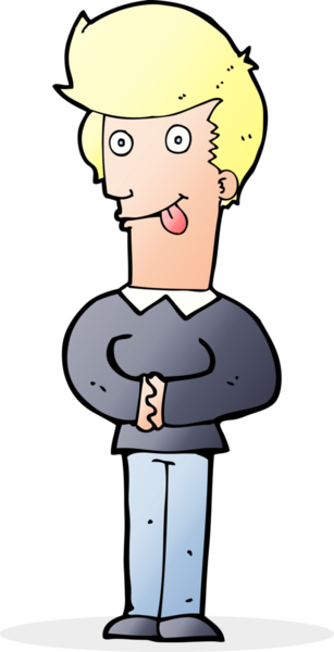 Çizgi filmci bir insan tarafından çizilmiş dili dışarı çıkarıyor.