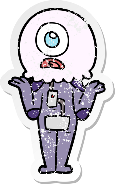 Bir insan tarafından çizilmiş omuz silken uzaylı bir uzay adamının sıkıntılı çıkartması.