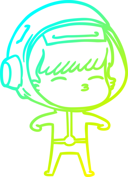 Bir insan tarafından çizilmiş soğuk gradyan çizgi çizimi meraklı bir astronot.