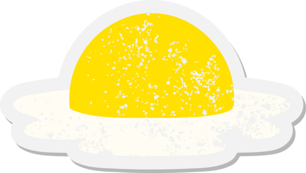 Bir insan tarafından çizilmiş kızarmış yumurta grunge etiketi.