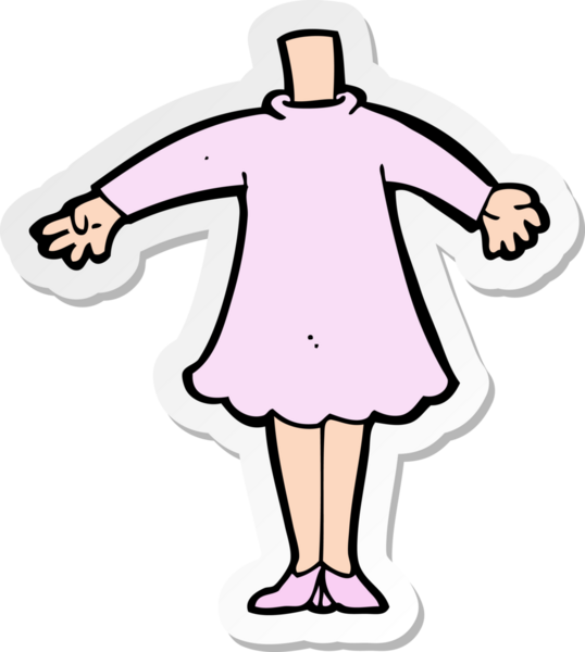 Bir insan tarafından çizilmiş karikatür kadın vücudunun çıkartması.