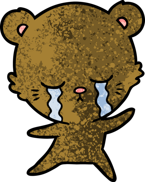 Bir insan tarafından çizilmiş ağlayan çizgi film ayısı.