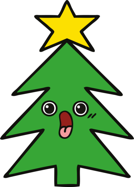 Bir insan tarafından çizilmiş güzel bir Noel ağacı karikatürü.