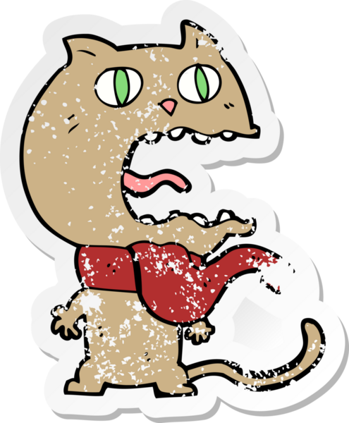 Bir insan tarafından çizilmiş korkmuş bir kedinin gerilimli çıkartması.