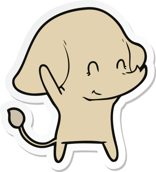 Bir insan tarafından çizilmiş şirin bir fil çıkartması.