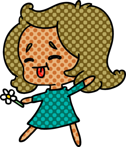 Bir insan tarafından çizilmiş tatlı bir kawai kızının serbest çizimi.