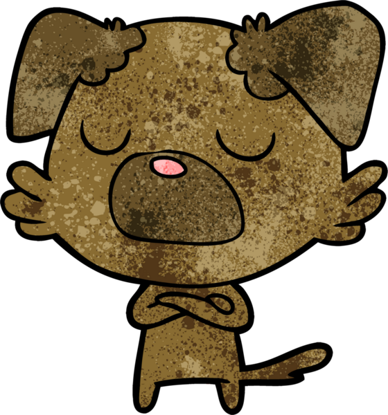 Bir insan tarafından çizilmiş çizgi film köpeği.