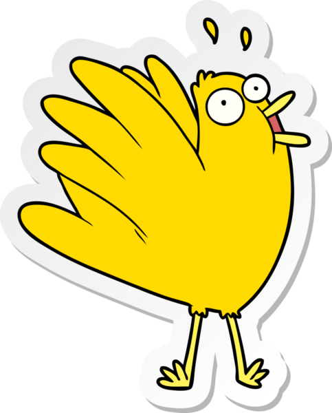 Bir insan tarafından çizilmiş, ciyaklayan bir karikatür çıkartması.