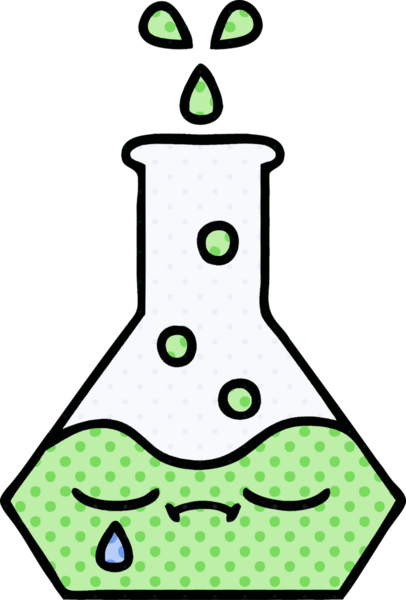 Bir insan tarafından çizilmiş bir bilim şişesi karikatürü.