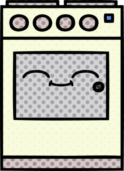 Bir insan tarafından çizilmiş mutfak fırınının çizgi romanı.