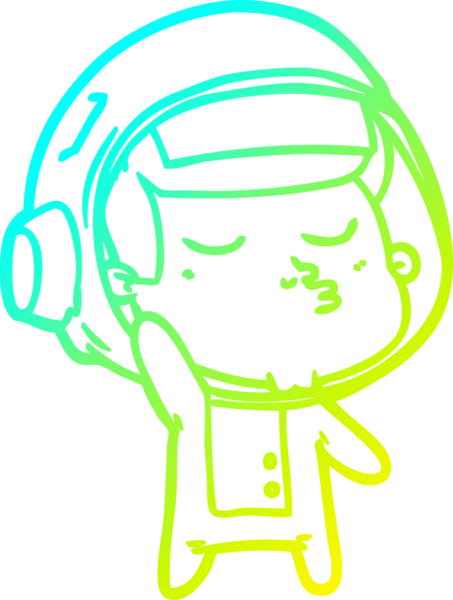 Bir insan tarafından çizilmiş kendinden emin bir astronotun soğuk çizgi çizimi.