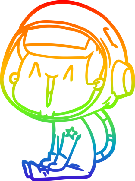 Gökkuşağı gradyan çizimi mutlu bir astronot çizimi bir insan tarafından çizilmiş