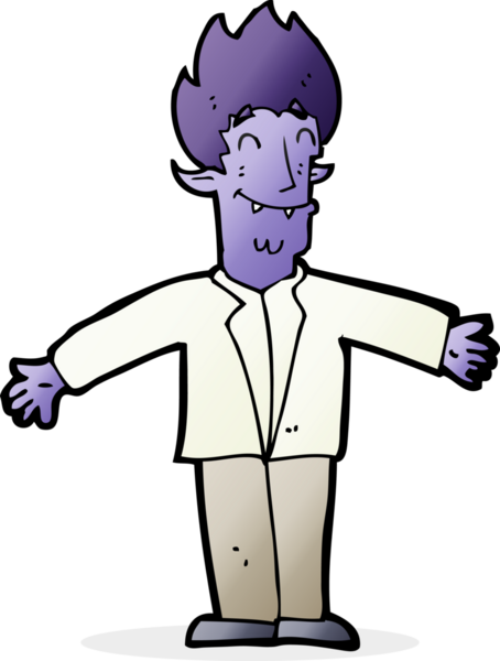 Bir insan tarafından çizilmiş mutlu vampir çizgi filmi.