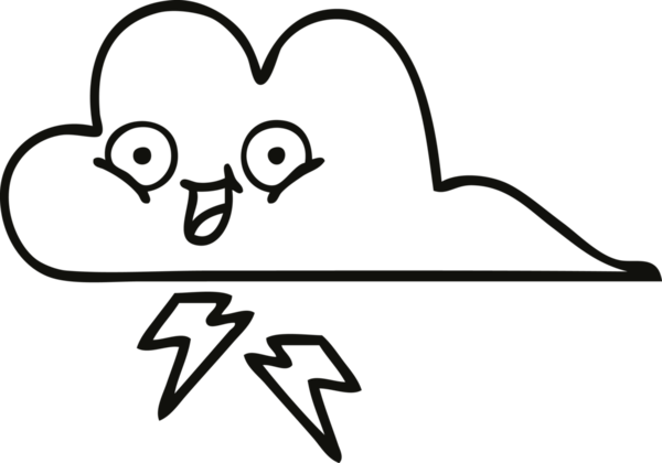 Bir insan tarafından çizilmiş bir gök gürültüsü bulutunun çizgi çizimi