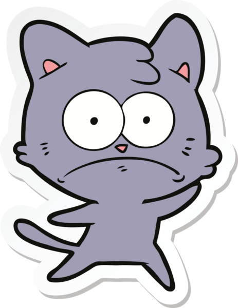 Bir insan tarafından çizilmiş karikatür asabi kedinin çıkartması.