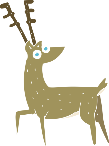 Bir insan tarafından çizilen geyiğin düz renk çizimi