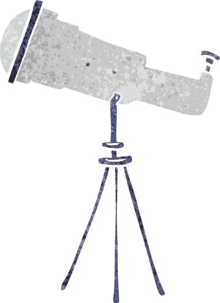 Bir insan tarafından çizilmiş büyük bir teleskobun retro karalaması.