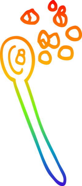 gökkuşağı gradyan çizgi çizimi bir insan tarafından çizilmiş kaşık üzerinde mısır gevreği