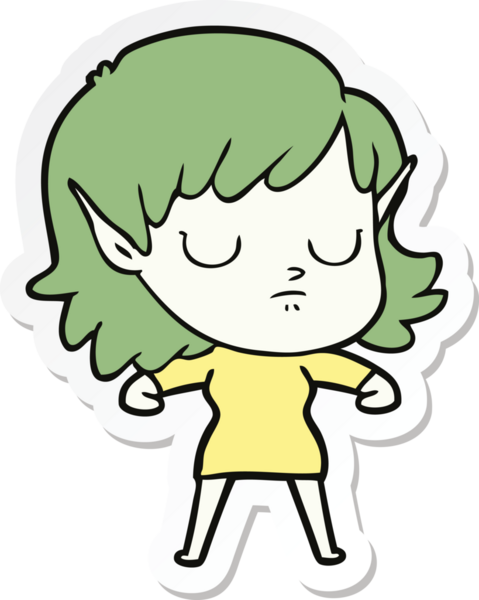 Bir insan tarafından çizilmiş bir elf kızının çıkartması.