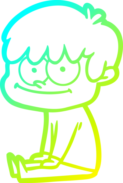 Bir insan tarafından çizilmiş mutlu bir çizgi film karakteri çizimi.