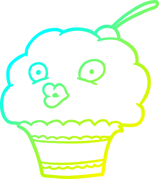 Bir insanın çizdiği komik bir kekin soğuk gradyan çizgisi.