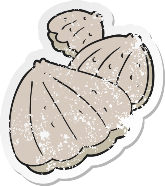 Bir insan tarafından çizilmiş istiridye çizgi filminin gerilimli yapıştırması.