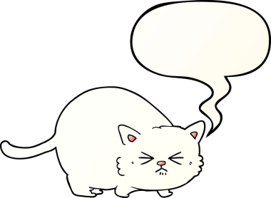 bir insan tarafından çizilmiş yumuşak eğimli konuşma baloncuklu kızgın kedi çizgi filmi