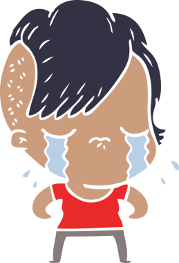 Bir insan tarafından çizilmiş düz renkli karikatür.