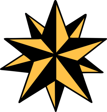 Bir insan tarafından çizilmiş geleneksel bir yıldız dövmesi.