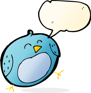 Bir insan tarafından çizilmiş konuşma balonlu çizgi film kuşu.