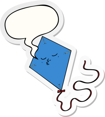 bir insan tarafından çizilmiş konuşma balonu çıkartmalı çizgi film uçurtması