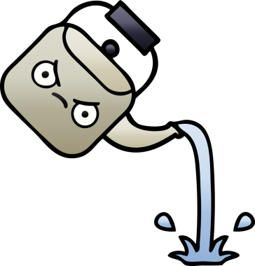 Bir insan tarafından çizilmiş gölgelenmiş çaydanlık karikatürü.