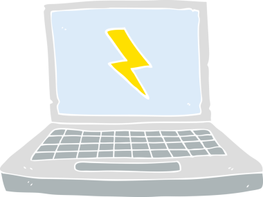 Bir insan tarafından çizilmiş dizüstü bilgisayarın düz renk çizimi