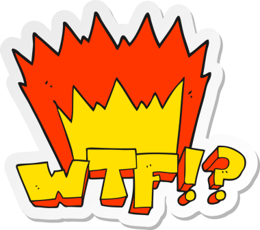 Bir insan tarafından çizilmiş bir WTF sembolünün çıkartması