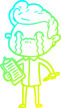 Bir insan tarafından çizilmiş ağlayan bir çizgi film karakteri çizimi.