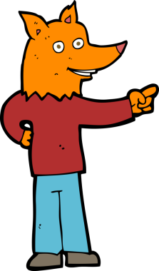 Bir insan tarafından çizilmiş tilki adam.