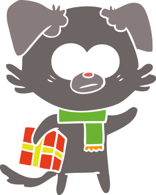 Sinirli köpek düz renkli çizgi film Bir insan tarafından çizilmiş hediye