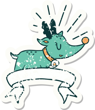 Bir insan tarafından çizilmiş eski dövme stili Ren geyiği etiketi.